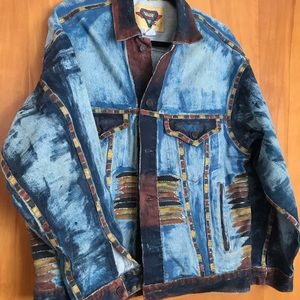 * Vintage* International Denim Hand Painted Jean Jacket - Size M